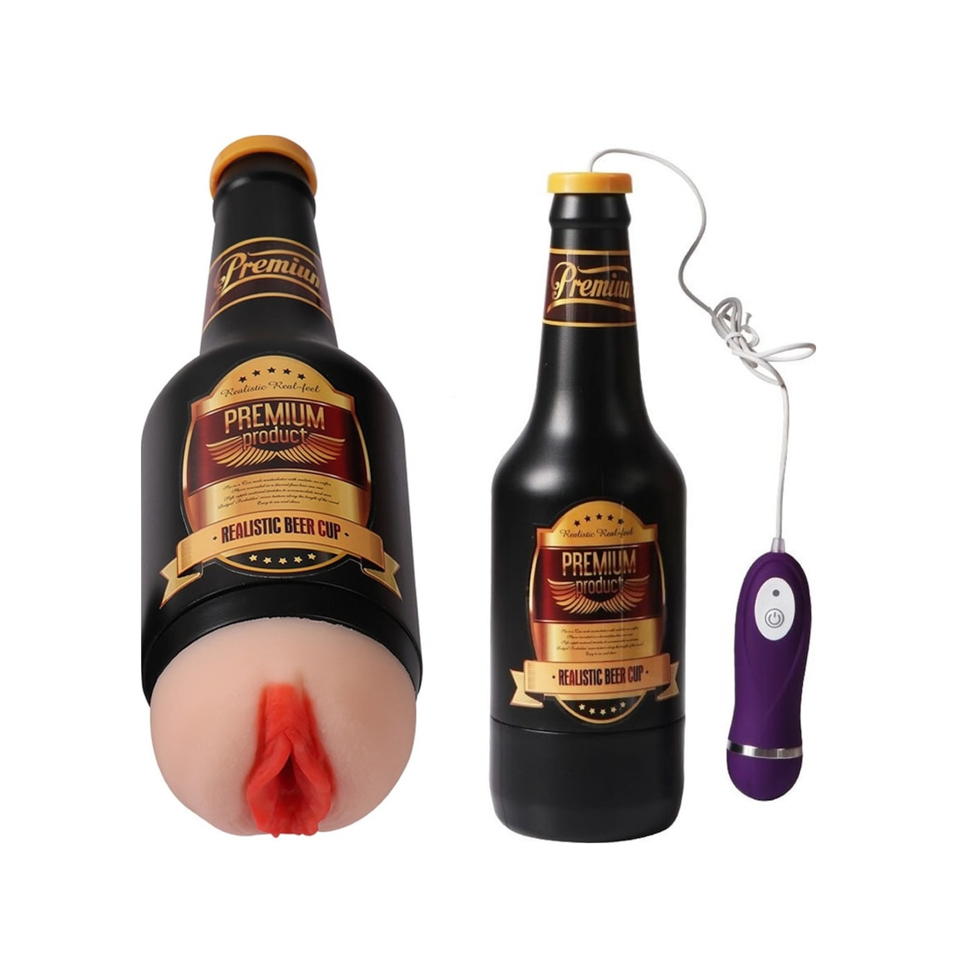 Shequ Beer Bottle 24 Cm Titreşimli Realistik Yapay Vajina Masturbatör