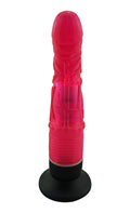 20 CM Anal ve Vajinal Kırmızı Titreşimli Jel Vantuzlu Vibratör Dildo