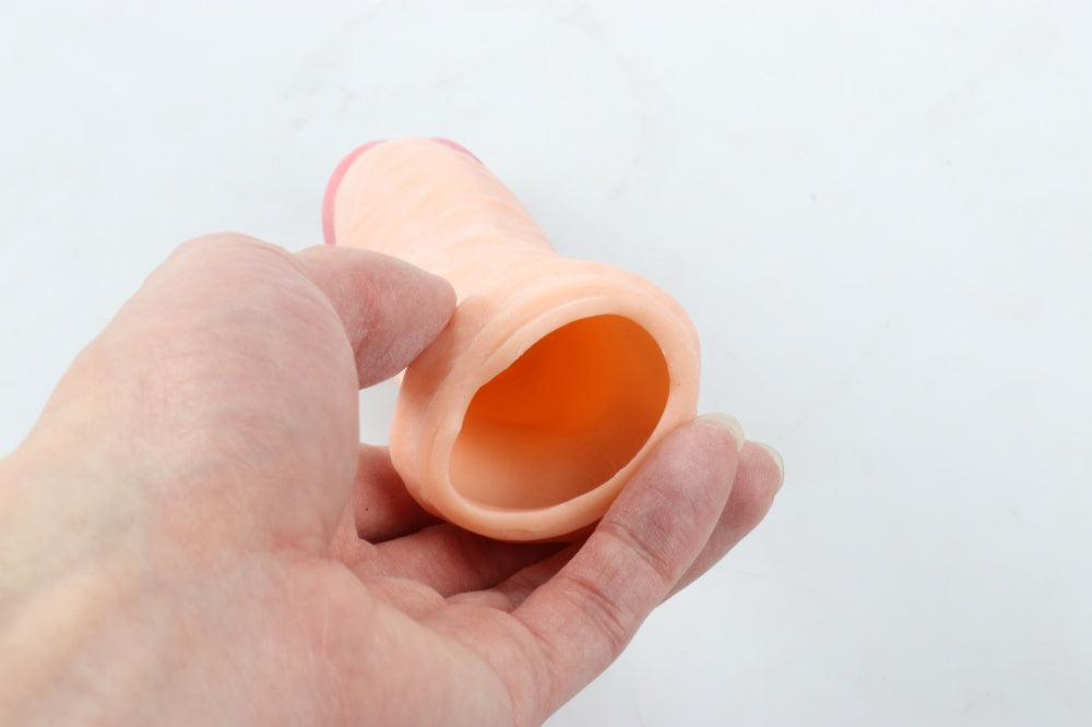 16 CM Sleeve Damarlı Gerçekçi Uzatmalı Silikon Penis Kılıfı