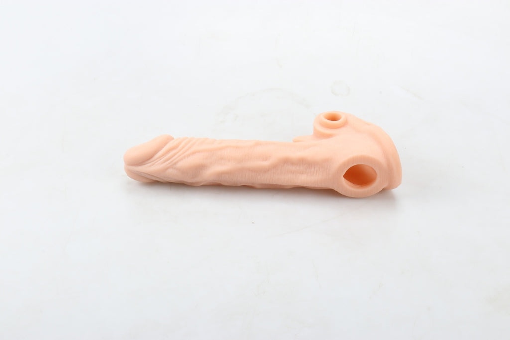 Titreşimli 17 CM Soft Yumuşak Dokulu Realistik Tırtıklı Penis Kılıfı