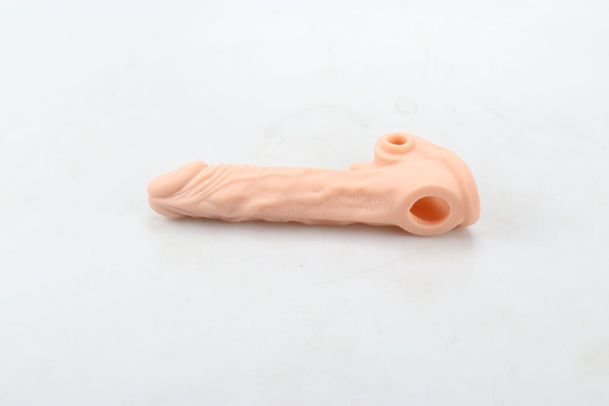 Titreşimli 17 CM Soft Yumuşak Dokulu Realistik Tırtıklı Penis Kılıfı