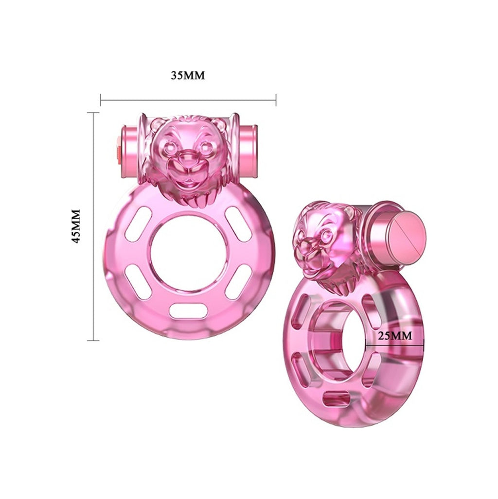 Bear Pink Güçlü Titreşimli Süper Silikon Penis Halkası Yüzüğü