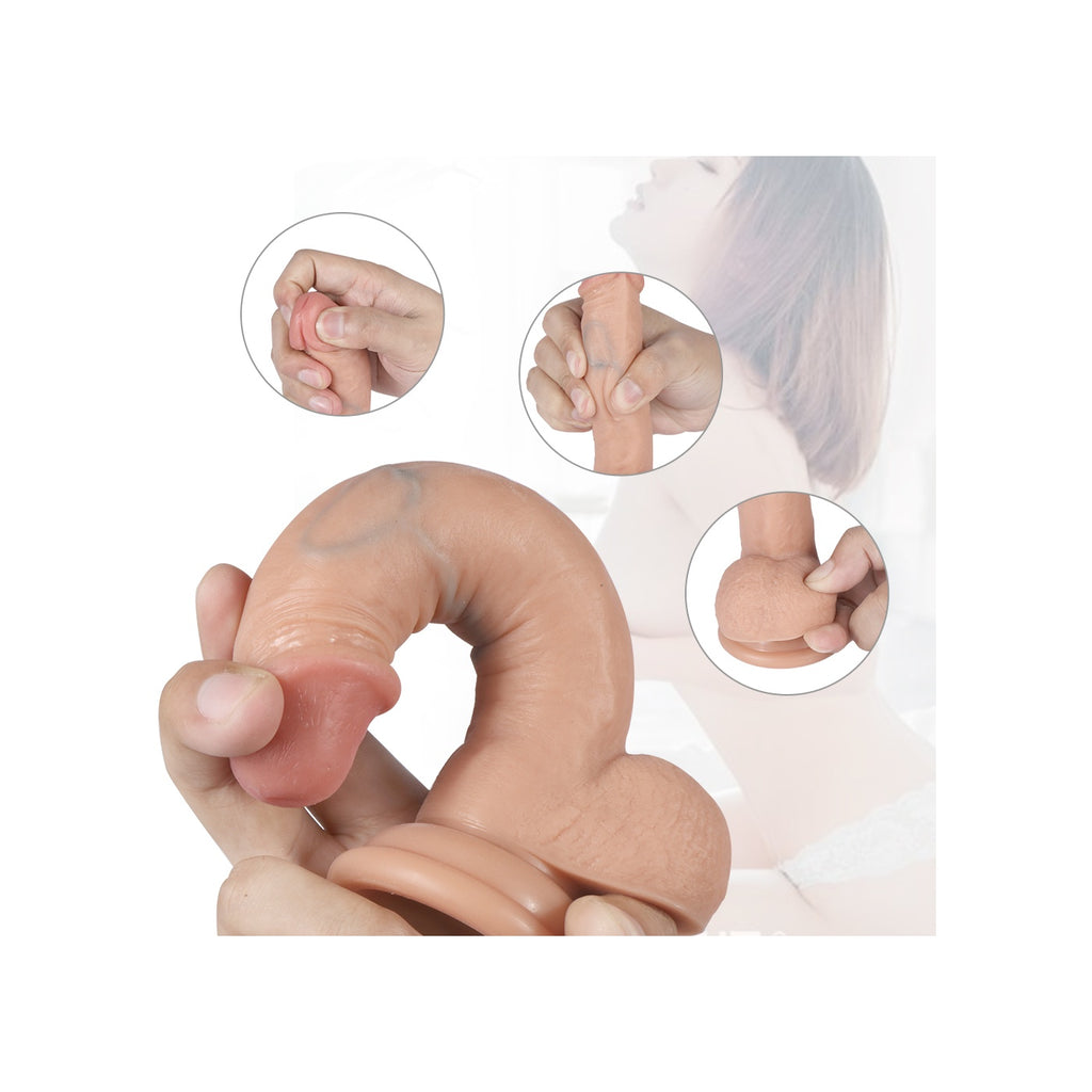Silikon Seri 17 Cm Yumuşak Çift Katmanlı Realistik Dildo Penis