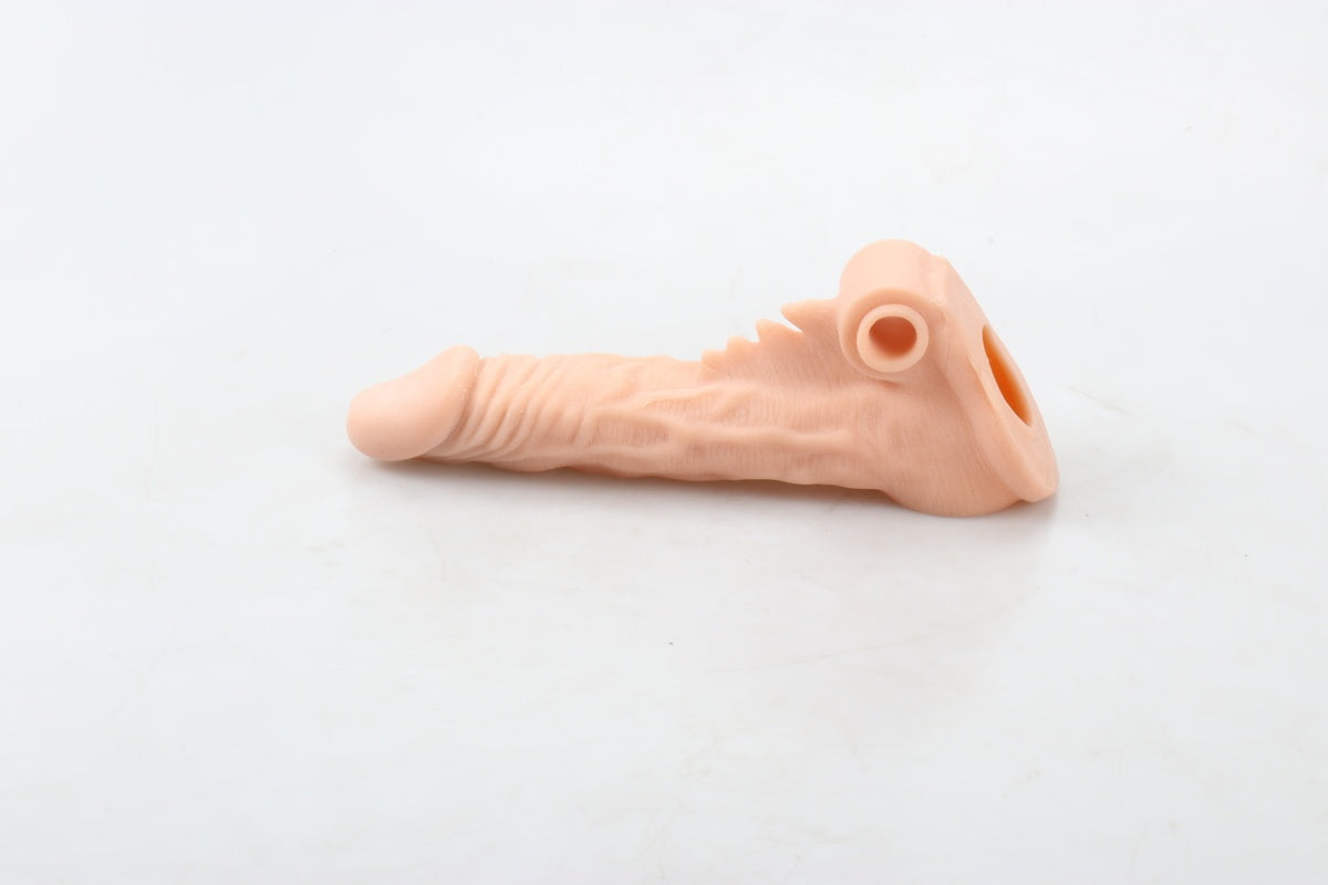 Titreşimli 17 CM Soft Yumuşak Dokulu Realistik Tırtıklı Penis Kılıfı