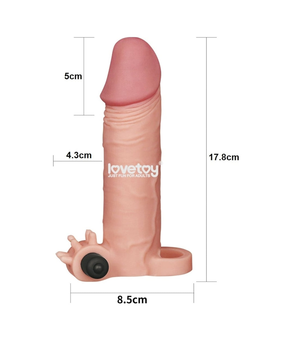 Lovetoy X-Large 5 Cm Dolgulu Realistik Titreşimli Uzatmalı Penis Kılıfı