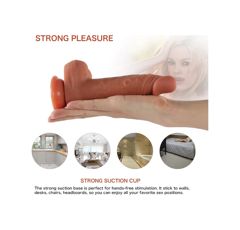 Yeni Nesil Ultra Realistik Çift Katmanlı Vantuzlu Dildo Penis
