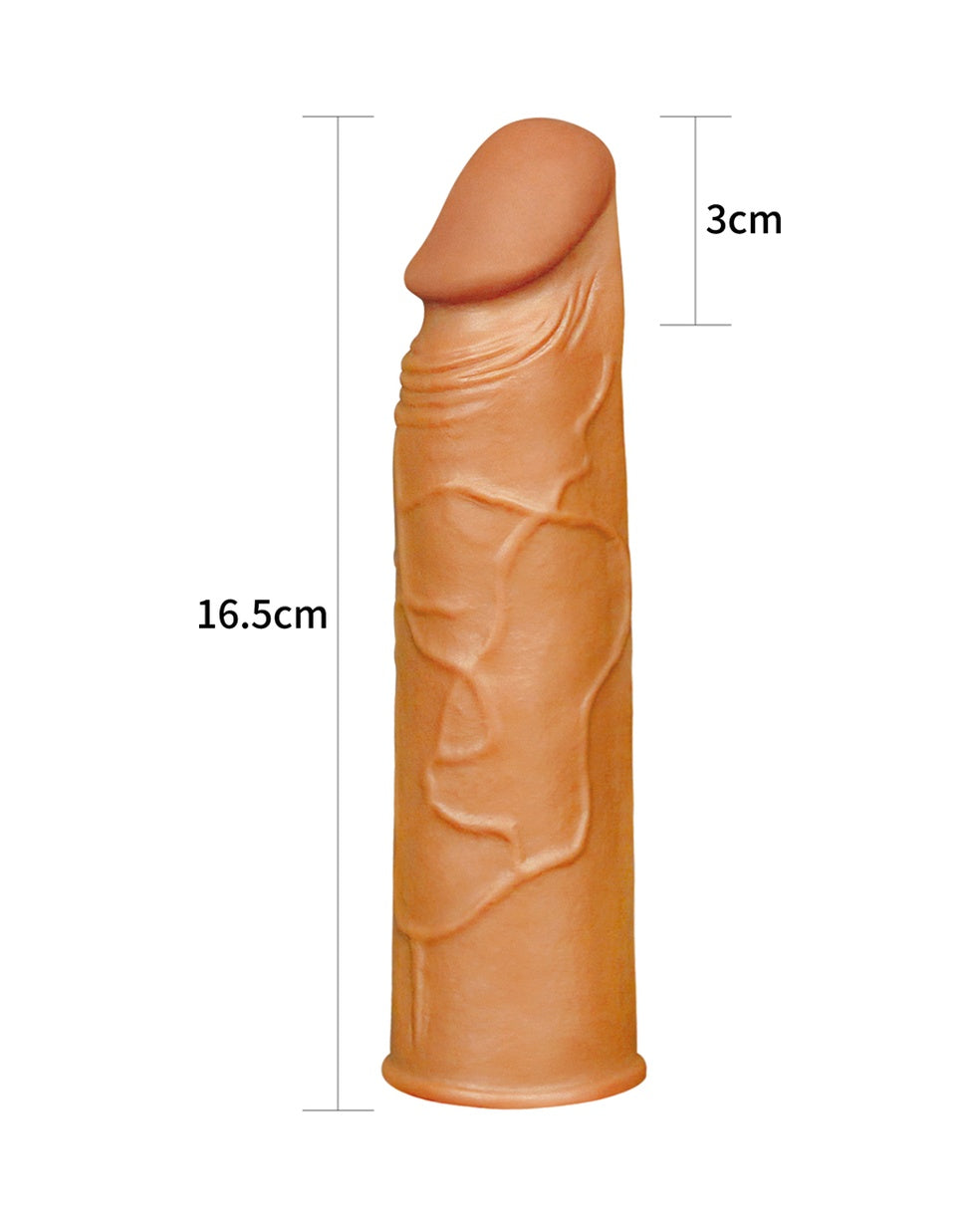 Pleasure X-Tender 3 Cm Dolgulu Realistik Uzatmalı Penis Kılıfı 17 CM