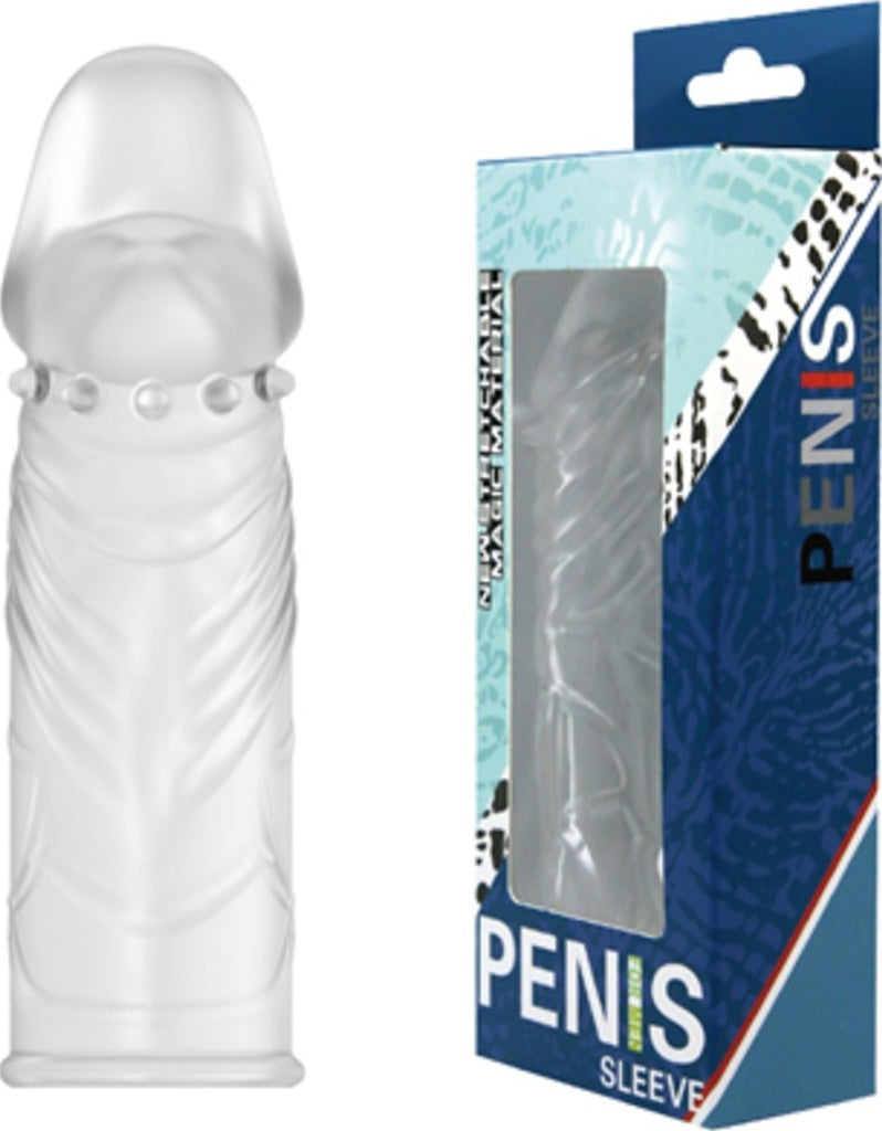 Baile Sleeve Damarlı Uzatmalı Şeffaf Silikon Penis Kılıfı Kristal Dildo