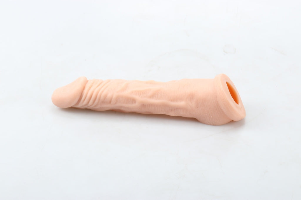 Ucu Dolgulu Realistik 18 CM Uzatmalı Penis Kılıfı