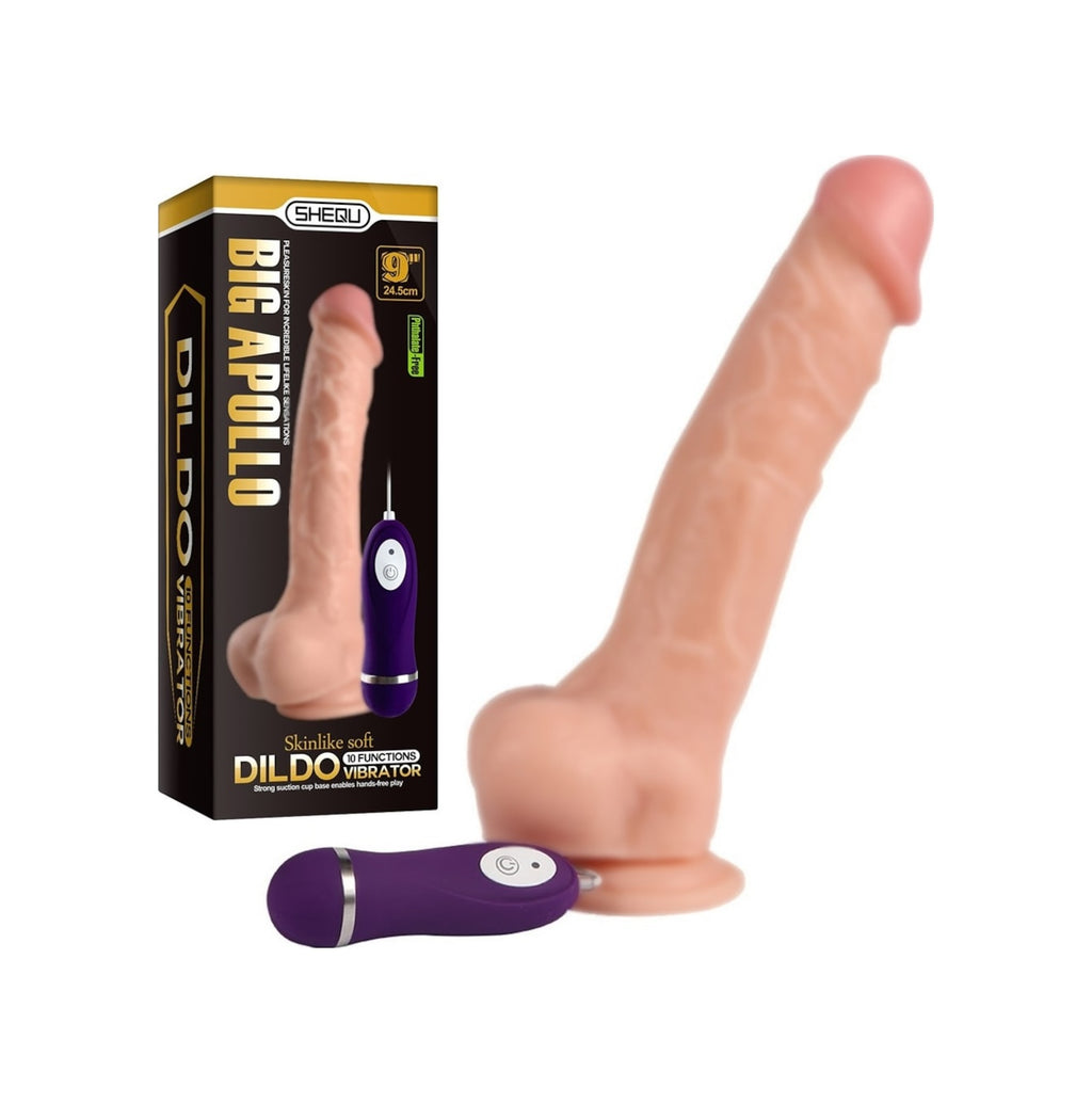 Shequ Big Apollo 25 Cm 10 Titreşimli Süper Realistik Vibratör Dev Penis