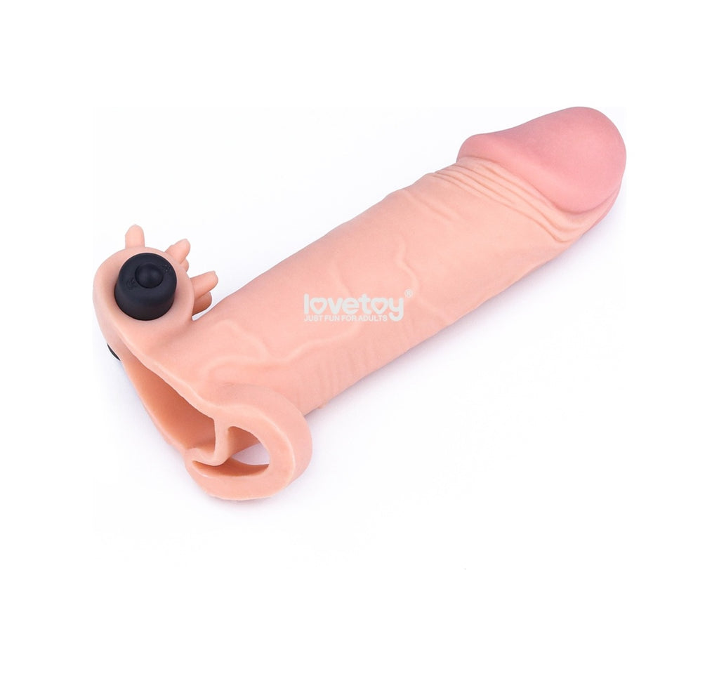Lovetoy X-Large 5 Cm Dolgulu Realistik Titreşimli Uzatmalı Penis Kılıfı