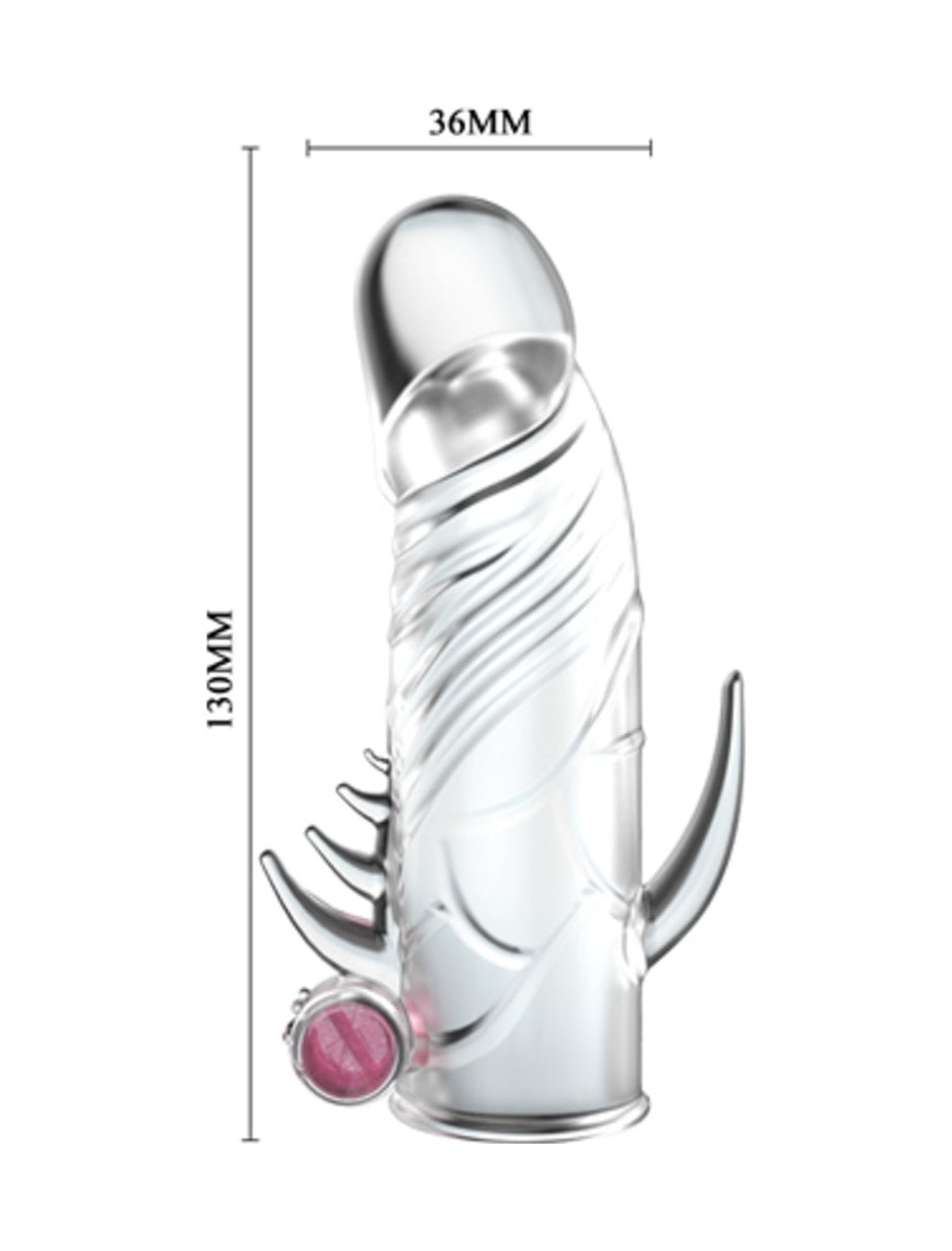 Baile Güçlü Titreşimli Silikon Penis Kılıfı Çatal Vibratör Şeffaf