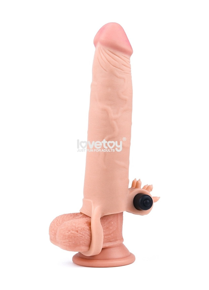 Lovetoy X-Tender 8 Cm Dolgulu Uzatmalı Titreşimli Realistik Penis Kılıfı