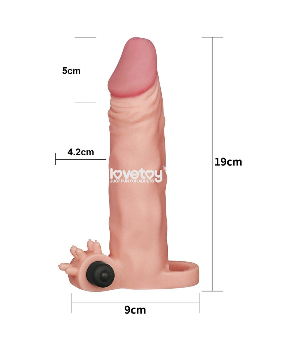 Lovetoy X-Tender 5 CM Dolgulu Realistik Titreşimli Uzatmalı Penis Kılıfı 19 CM