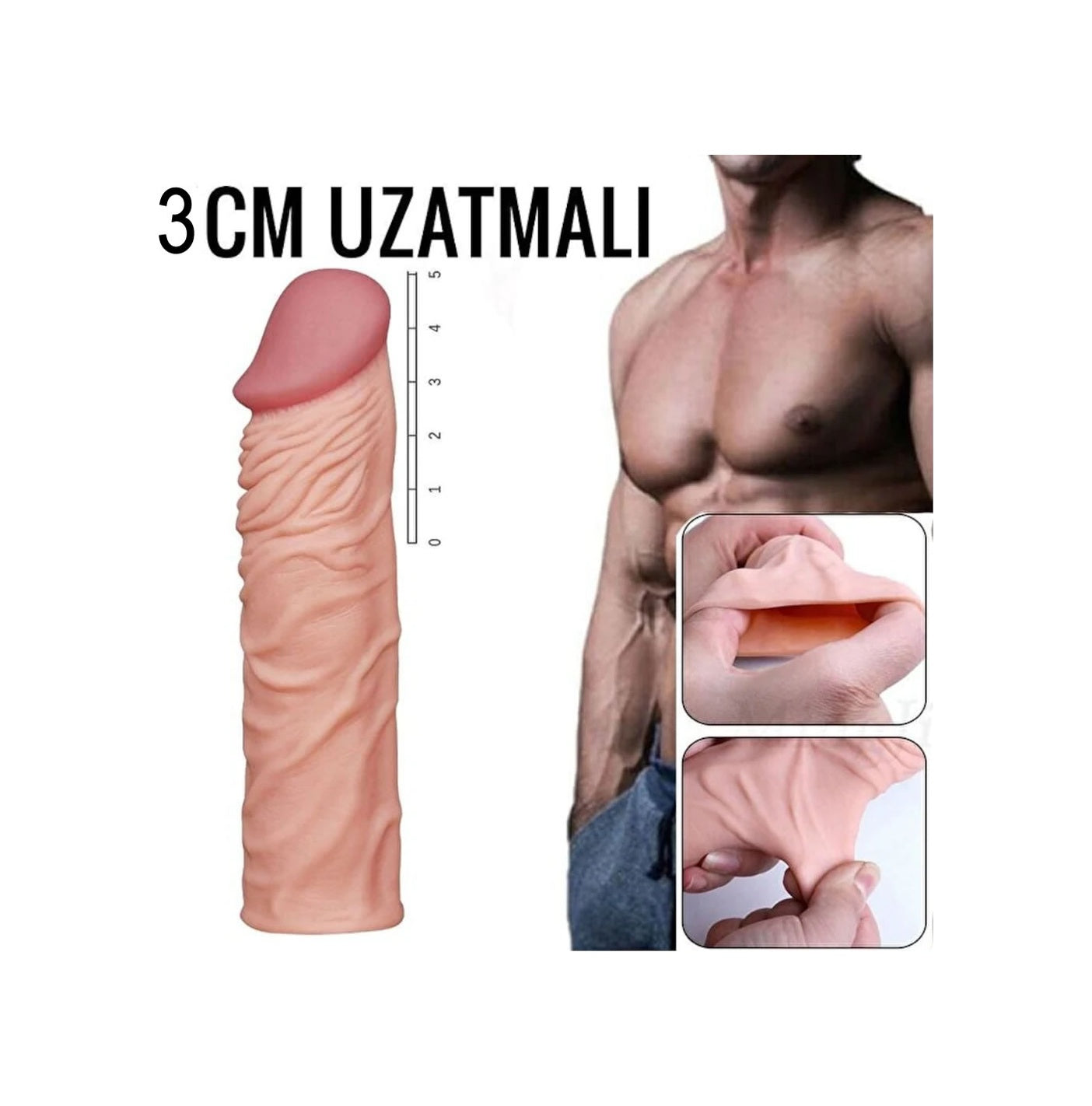 Lovetoy X-Tender 3 CM Dolgulu Realistik Uzatmalı Penis Kılıfı