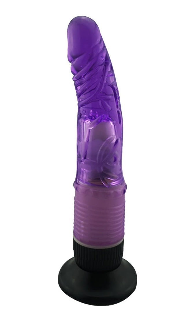 20 CM Anal ve Vajinal Mor Titreşimli Jel Vantuzlu Vibratör Dildo