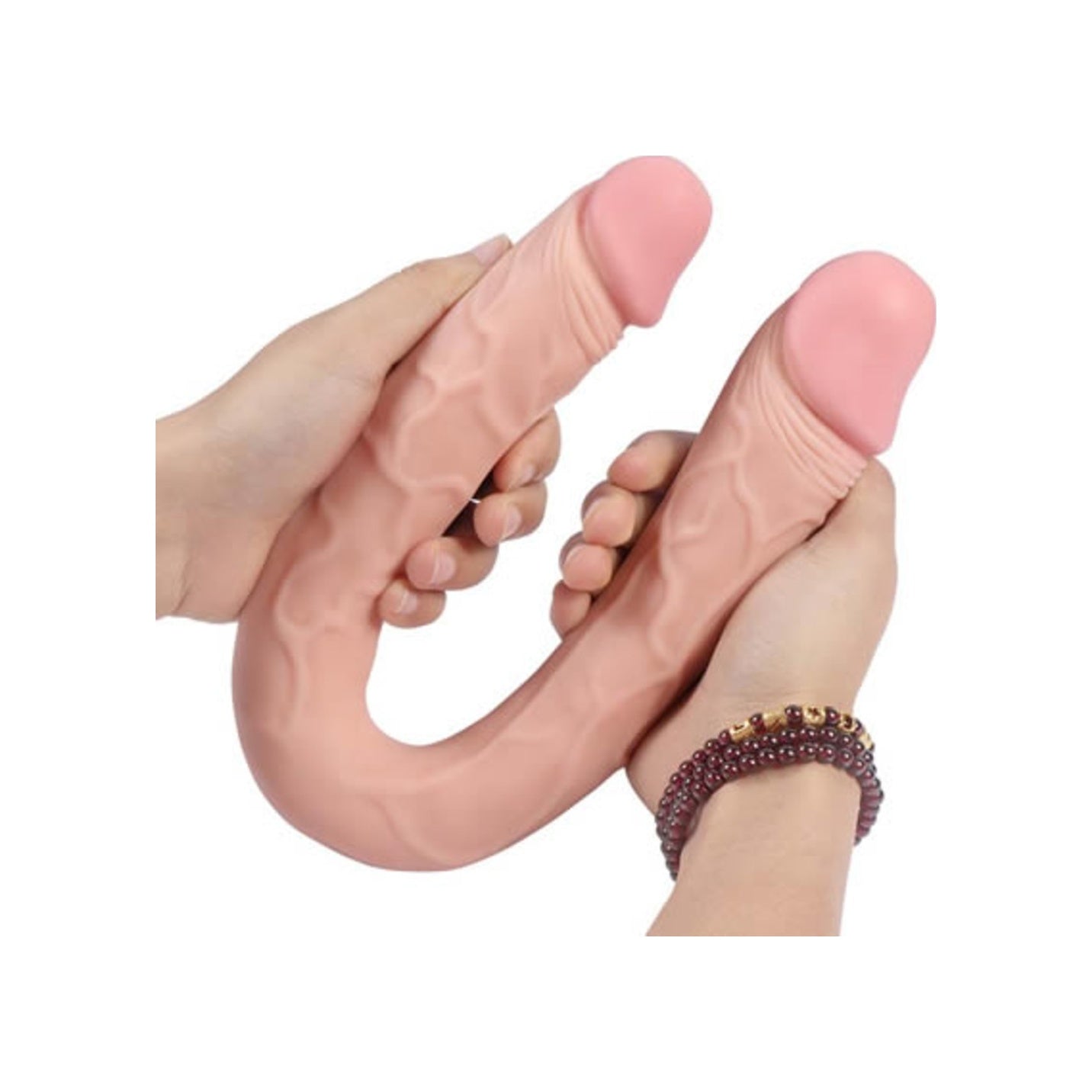 Shequ Black 44 Cm Çift Taraflı Ve Çift Başlı Realistik Dildo Penis