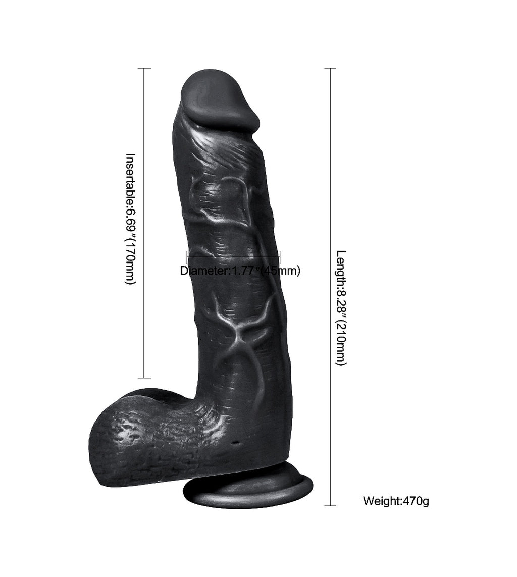 Tam Realistik 21 CM Vantuzlu Gerçekçi Ten Dokusunda Yapay Siyah Zenci Dildo Penis