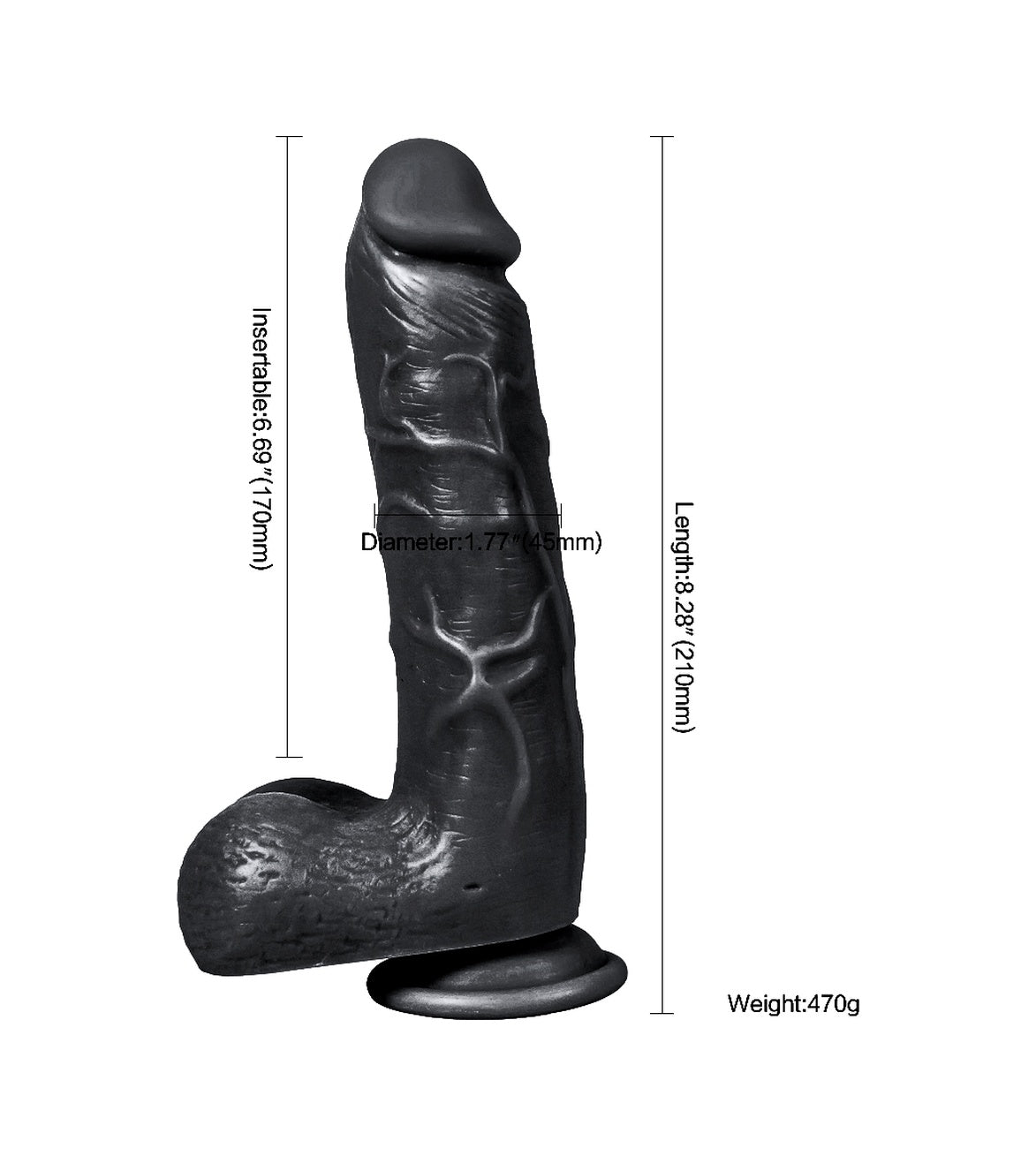 Tam Realistik 21 CM Vantuzlu Gerçekçi Ten Dokusunda Yapay Siyah Zenci Dildo Penis