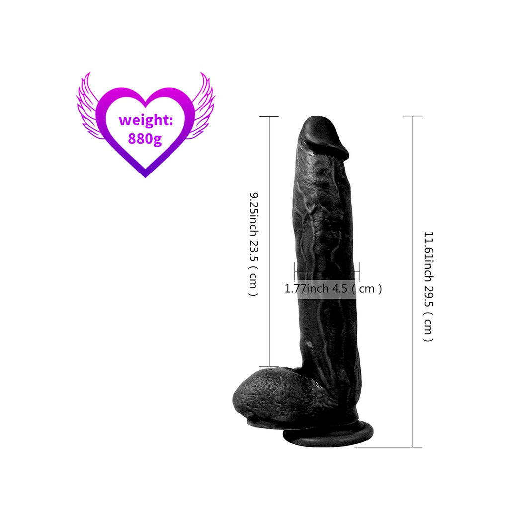 King Size Realistik 30 CM Gerçekçi Ten Dokusunda Vantuzlu Zenci Siyah Yapay Dildo Penis