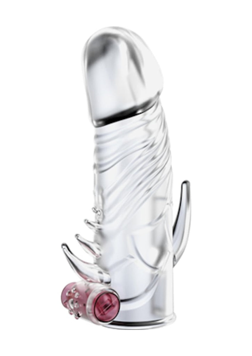 Baile Güçlü Titreşimli Silikon Penis Kılıfı Çatal Vibratör Şeffaf