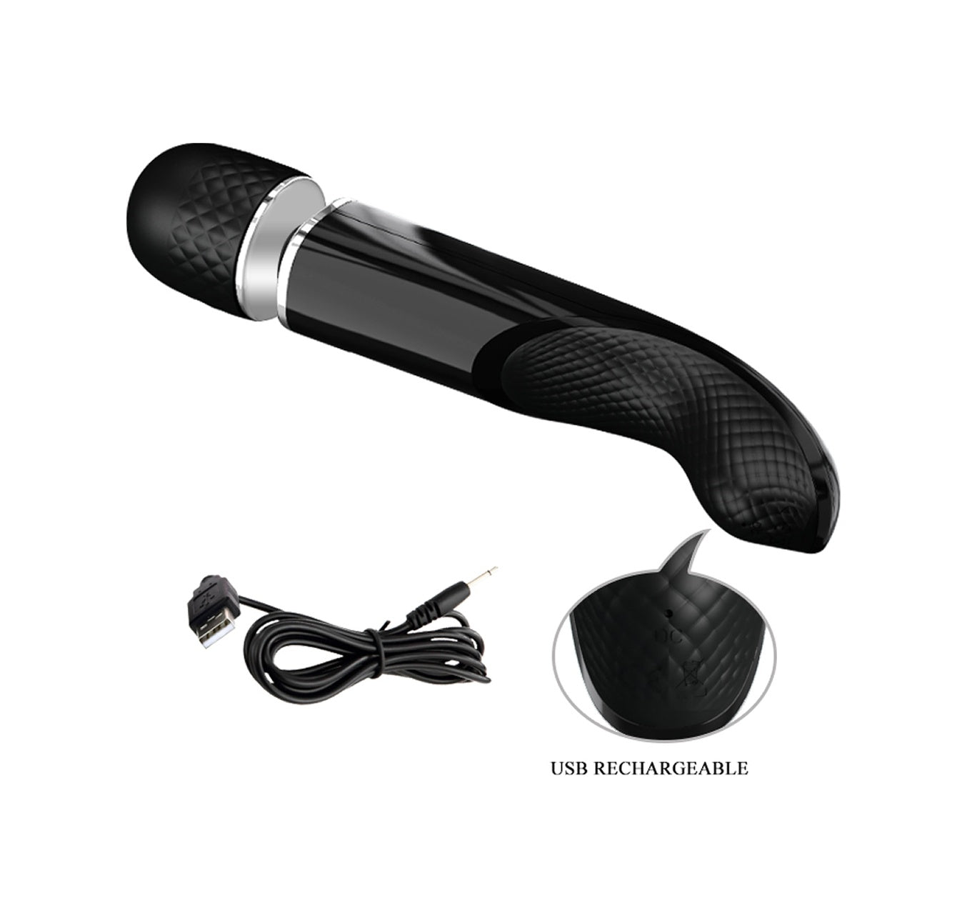 Charming 24 CM USB Şarjlı 5 Farklı Hız Ve 7 Titreşimli Erotik Masaj Vibratörü