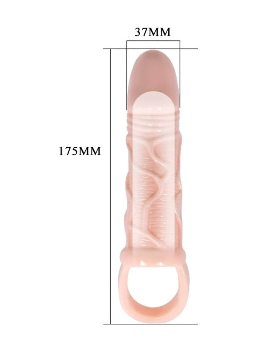 Pretty Love Breyden 18 Cm Uzatmalı 3 Cm Dolgulu Testis Halkalı Penis Kılıfı