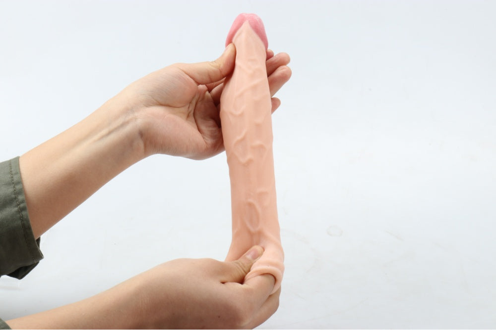 16 CM Sleeve Damarlı Gerçekçi Uzatmalı Silikon Penis Kılıfı