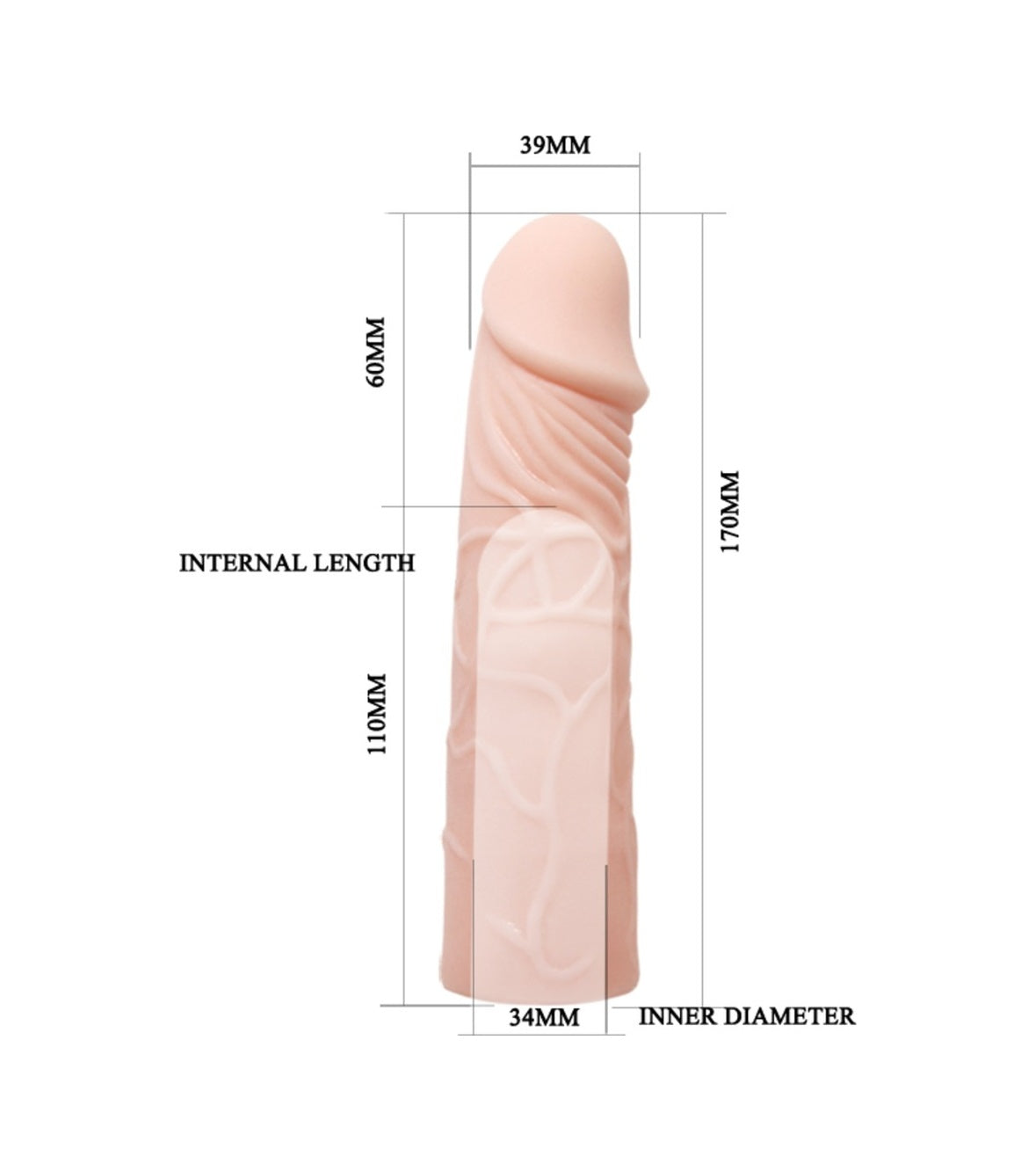 Baile Big Men 6 Cm Dolgulu Realistik Uzatmalı Penis Kılıfı