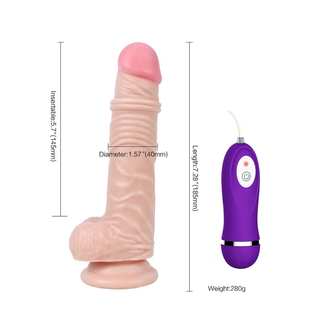 Shequ Thunder 19 Cm 10 Titreşimli Kumandalı Realistik Vibratör Penis