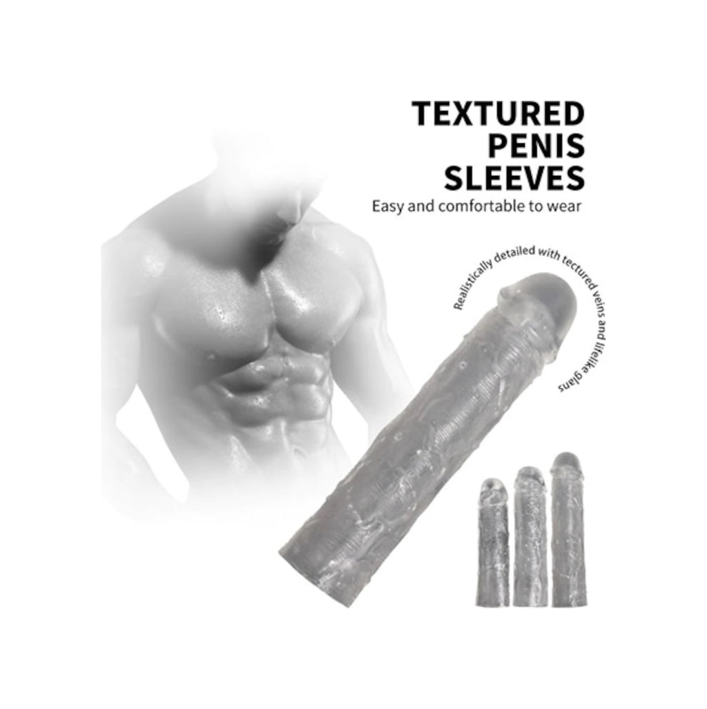 3Lü Penis Kılıfı Set Ucu Dolgulu Uzatmalı Dildo Penis