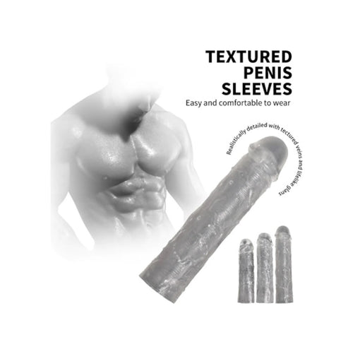 3Lü Penis Kılıfı Set Ucu Dolgulu Uzatmalı Dildo Penis