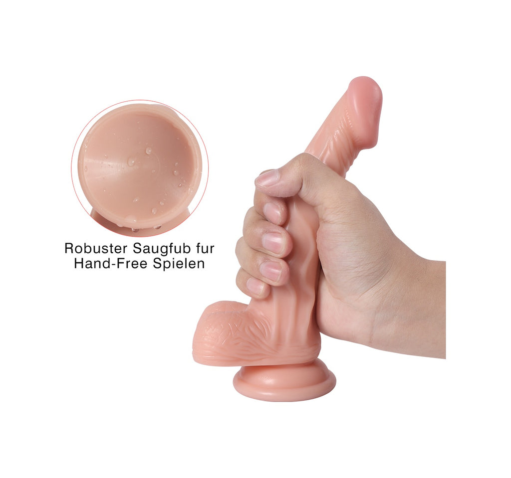 Belden Bağlamalı Damarlı 18.5 CM Eğik Realistik Dildo Strapon