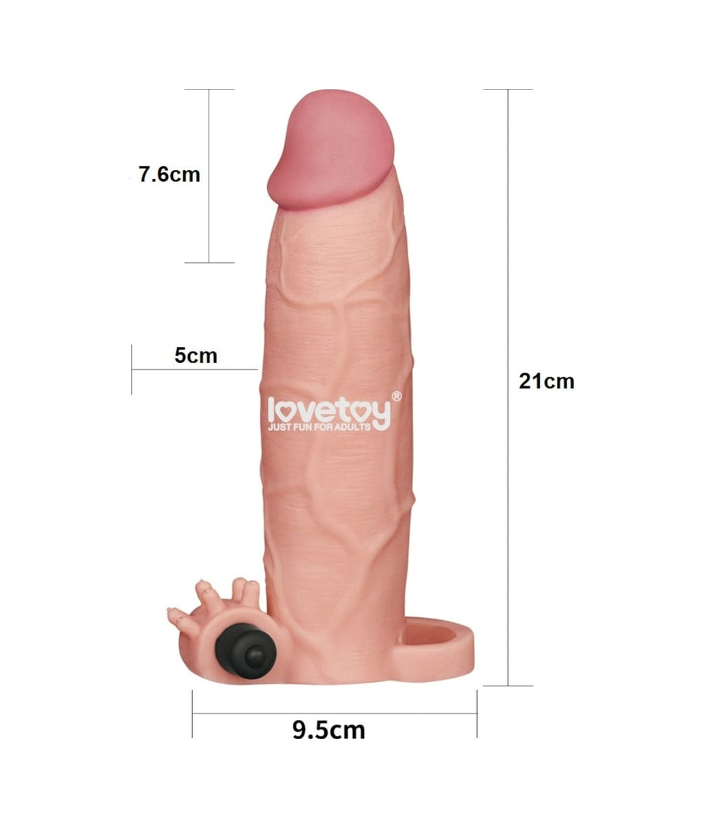 X-Tender 8 Cm Dolgulu Titreşimli Realistik Uzatmalı Penis Kılıfı
