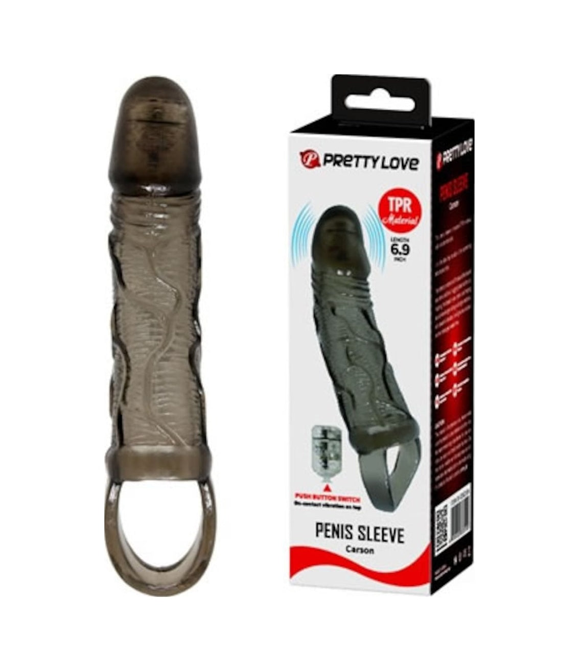 Pretty Love Titreşimli 3 Cm Uzatmalı Silikon Penis Kılıfı Zenci Vibratör Dildo