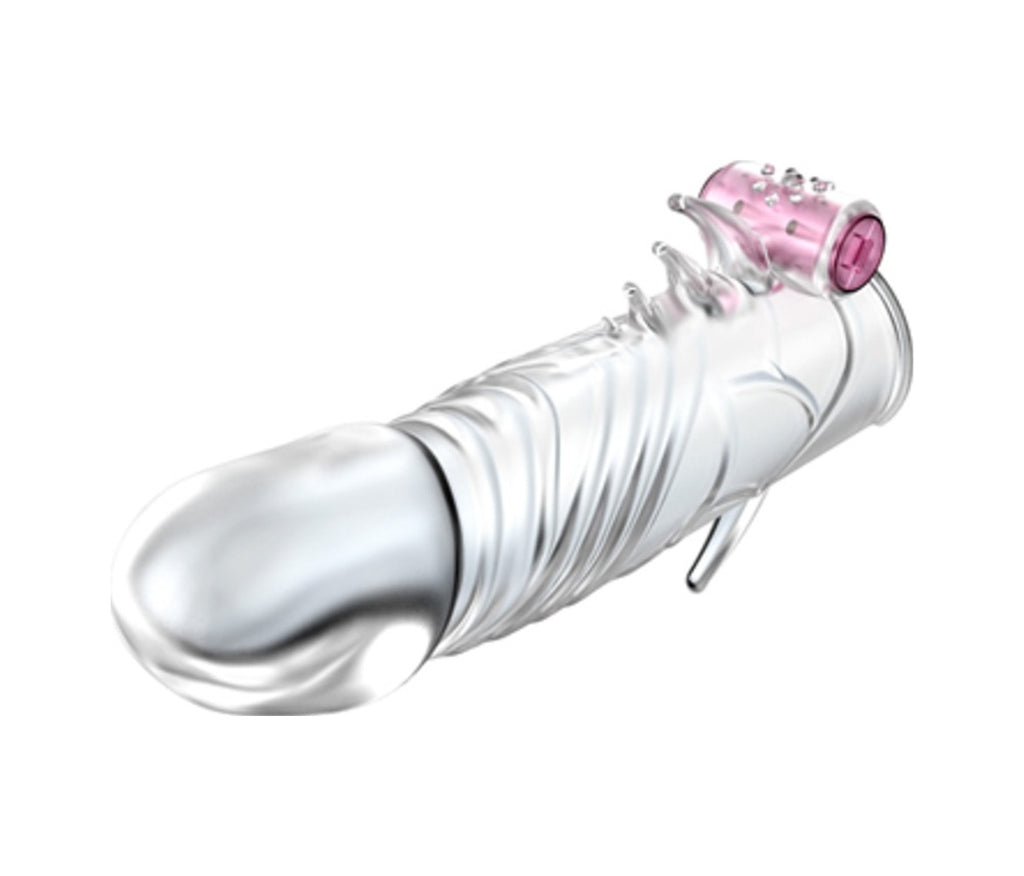 Baile Güçlü Titreşimli Silikon Penis Kılıfı Çatal Vibratör Şeffaf