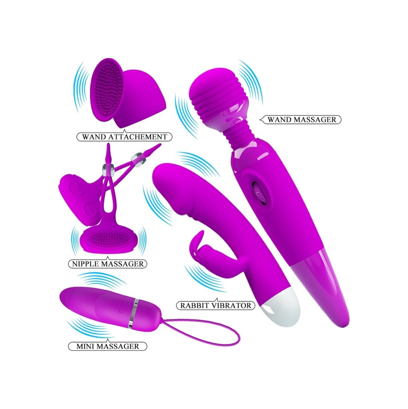 Pretty Love Usb Şarjlı Titreşimli Çiftlere Özel 5 Parça Fantezi Vibratör Set
