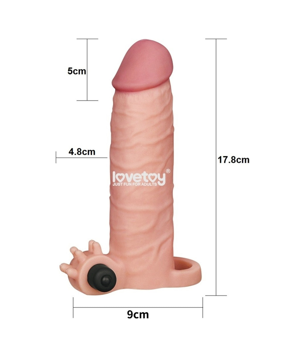 X-Tender 5 CM Dolgulu Güçlü Titreşimli Realistik Penis Kılıfı