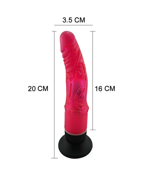 20 CM Anal ve Vajinal Kırmızı Titreşimli Jel Vantuzlu Vibratör Dildo