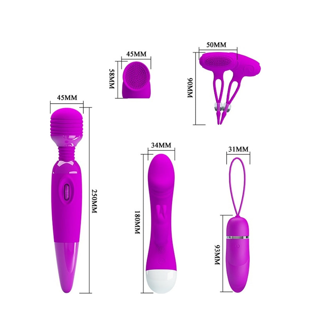 Pretty Love Usb Şarjlı Titreşimli Çiftlere Özel 5 Parça Fantezi Vibratör Set