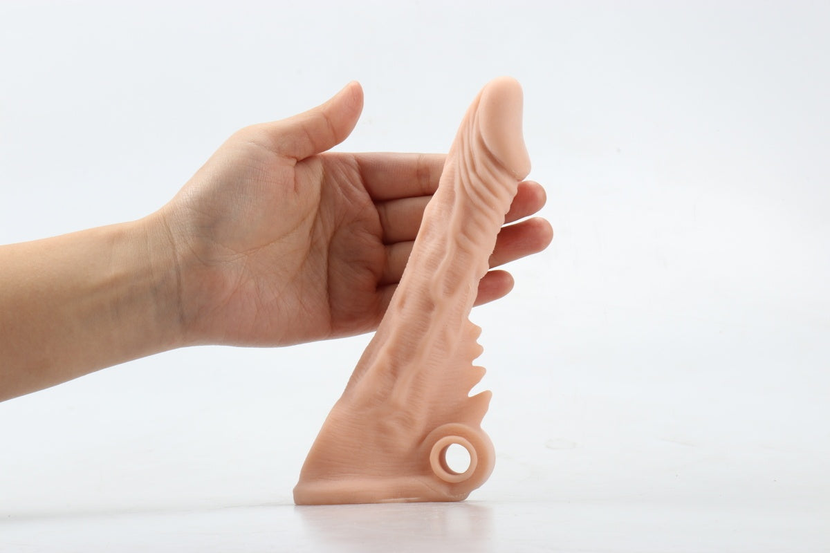 Realistik Tırtıklı 17 CM Yumuşak Dokulu Penis Kılıfı