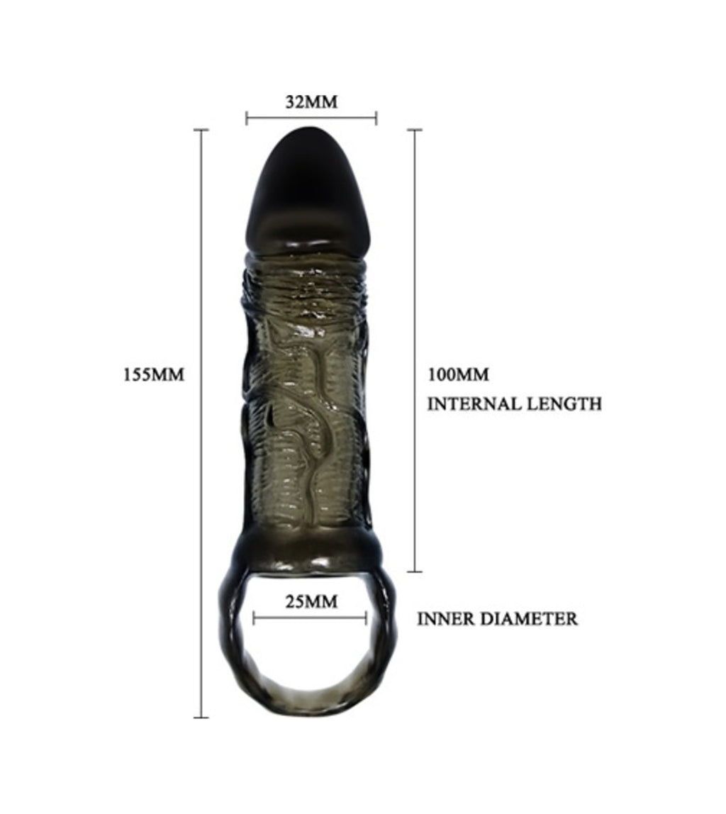 Pretty Love Breyden 16 Cm Siyah Zenci Uzatmalı Silikon Penis Kılıfı Dildo