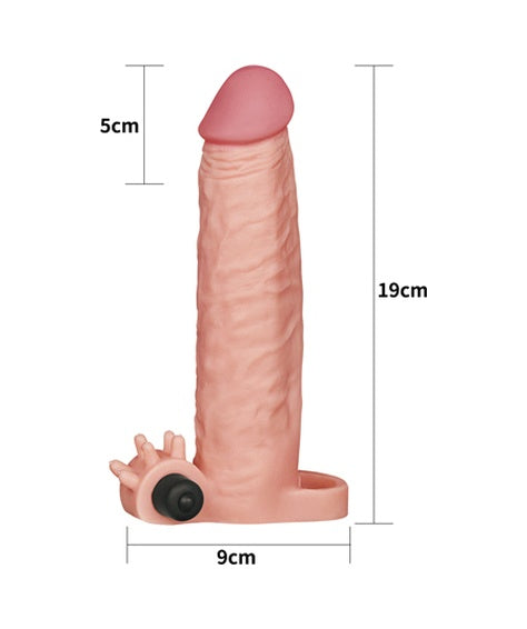 Lovetoy X-Tender Realistik Titreşimli 5 CM Dolgulu Uzatmalı Penis Kılıfı 19 CM