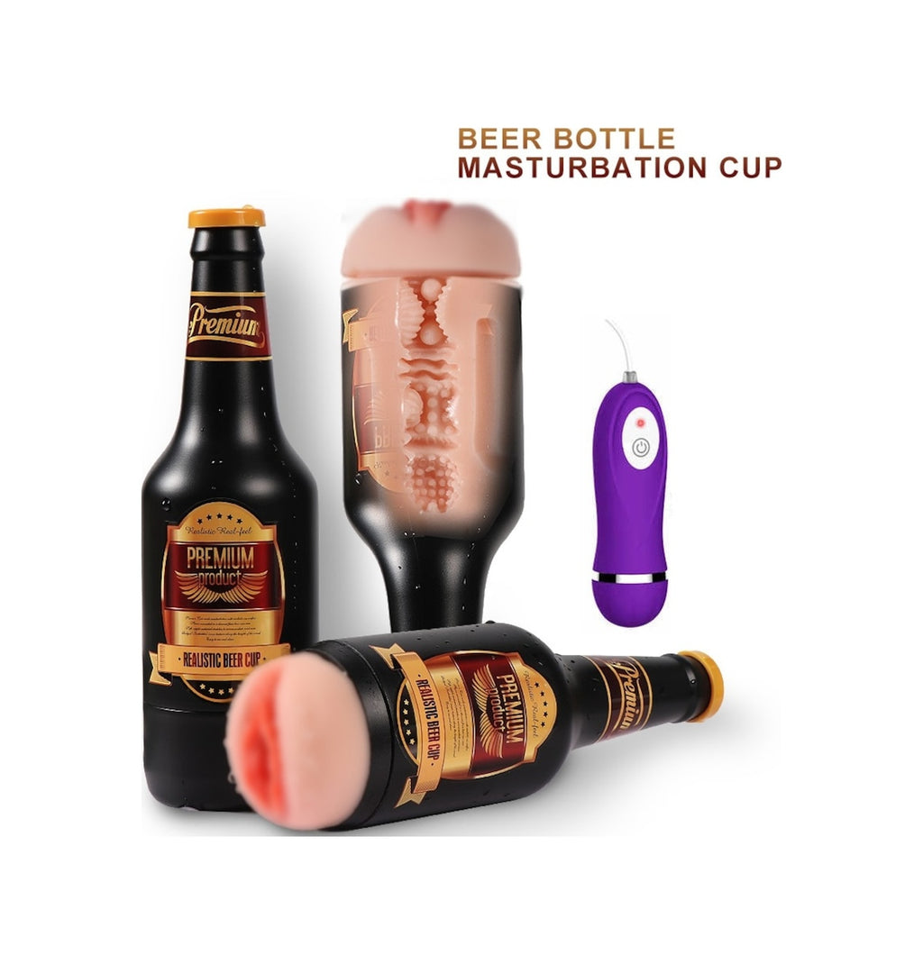 Shequ Beer Bottle 24 Cm Titreşimli Realistik Yapay Vajina Masturbatör