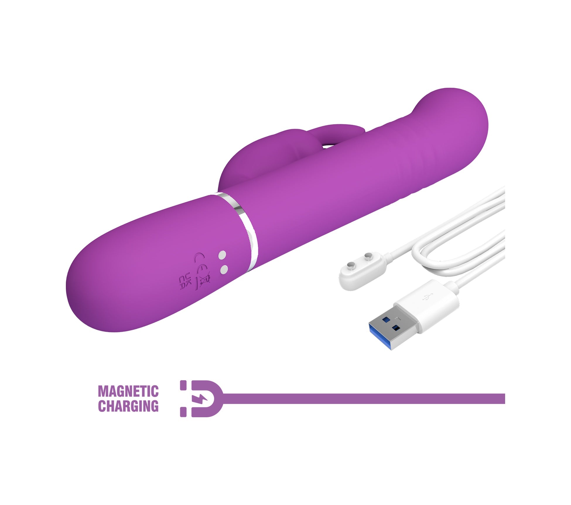 Rabbit Çift Motor 7 Titreşimli Oynarbaşlı Silikon Mor Vibratör