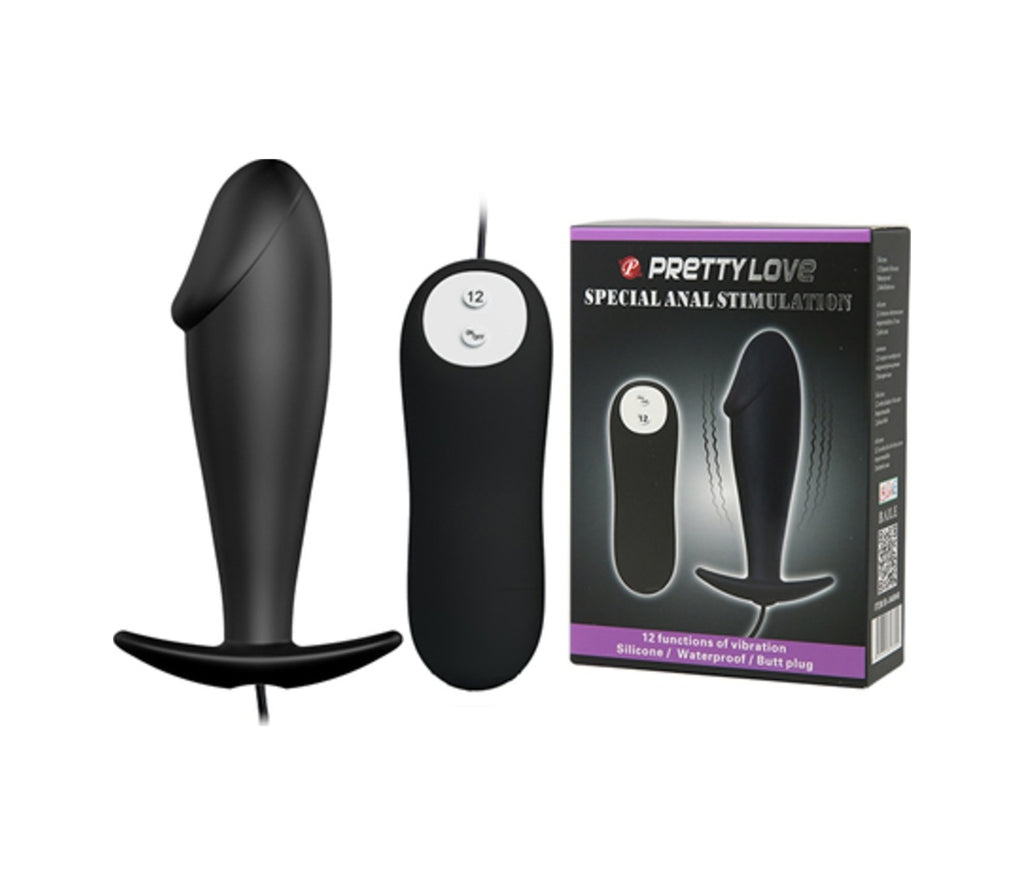 Pretty Love 12 Titreşimli Kumandalı Vibratör Zenci Penis Anal Plug Stimülatör