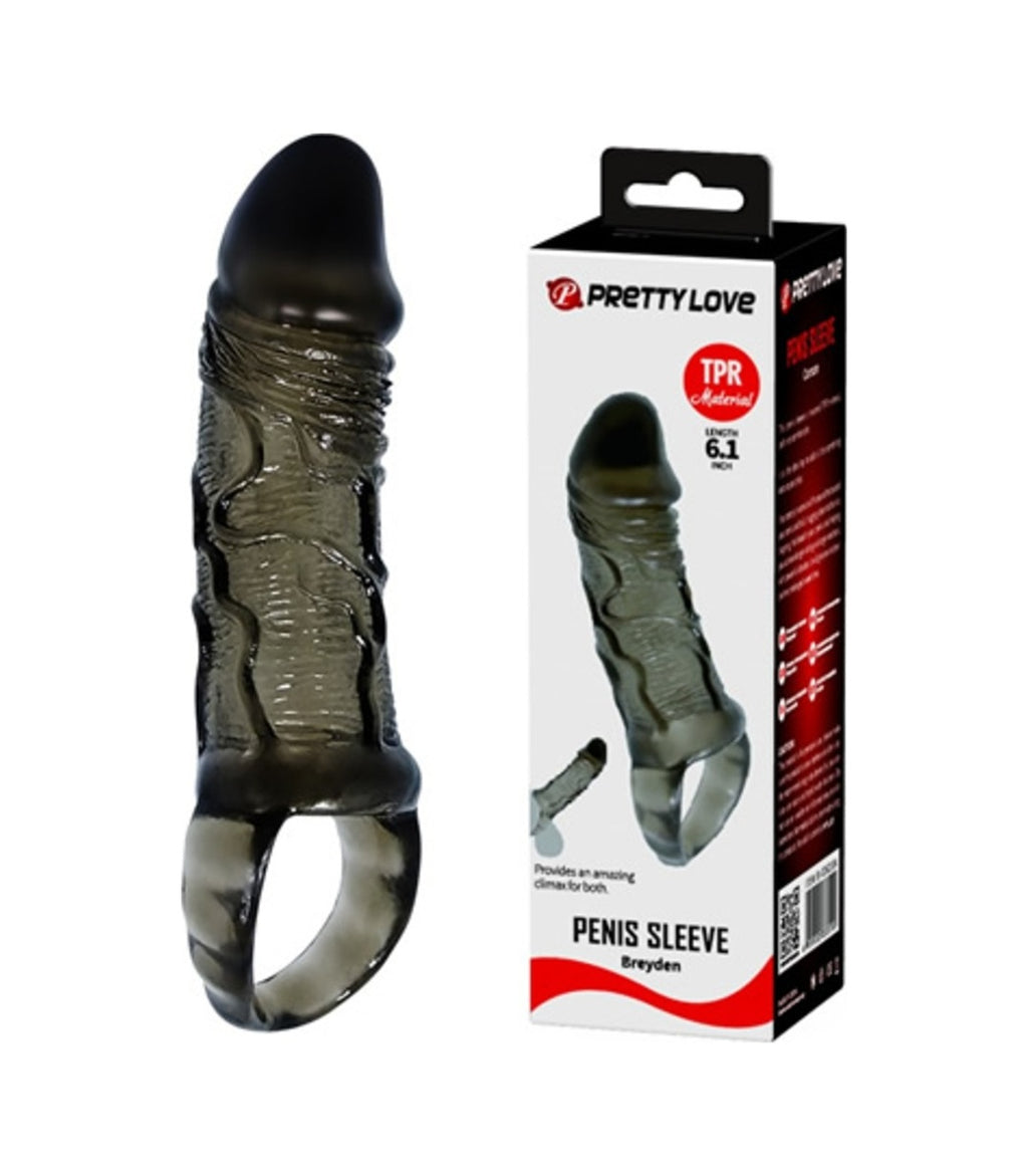 Pretty Love Breyden 16 Cm Siyah Zenci Uzatmalı Silikon Penis Kılıfı Dildo