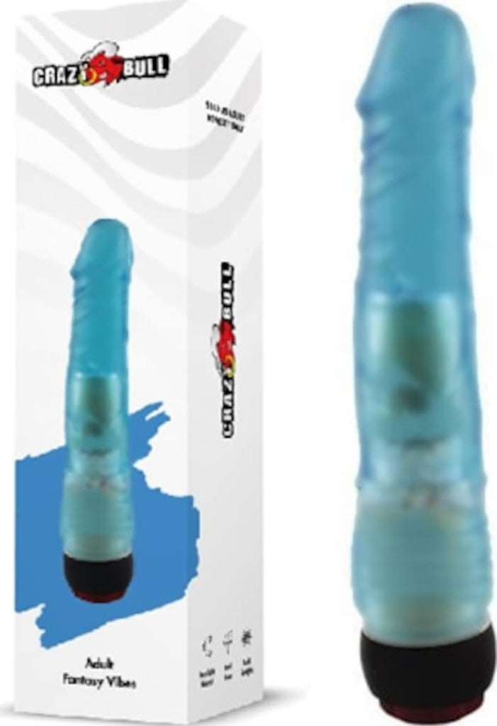 Crazy Bull Fantasy Vibes 18 Cm Titreşimli Mavi Jel Anal Vibratör Dildo Penis