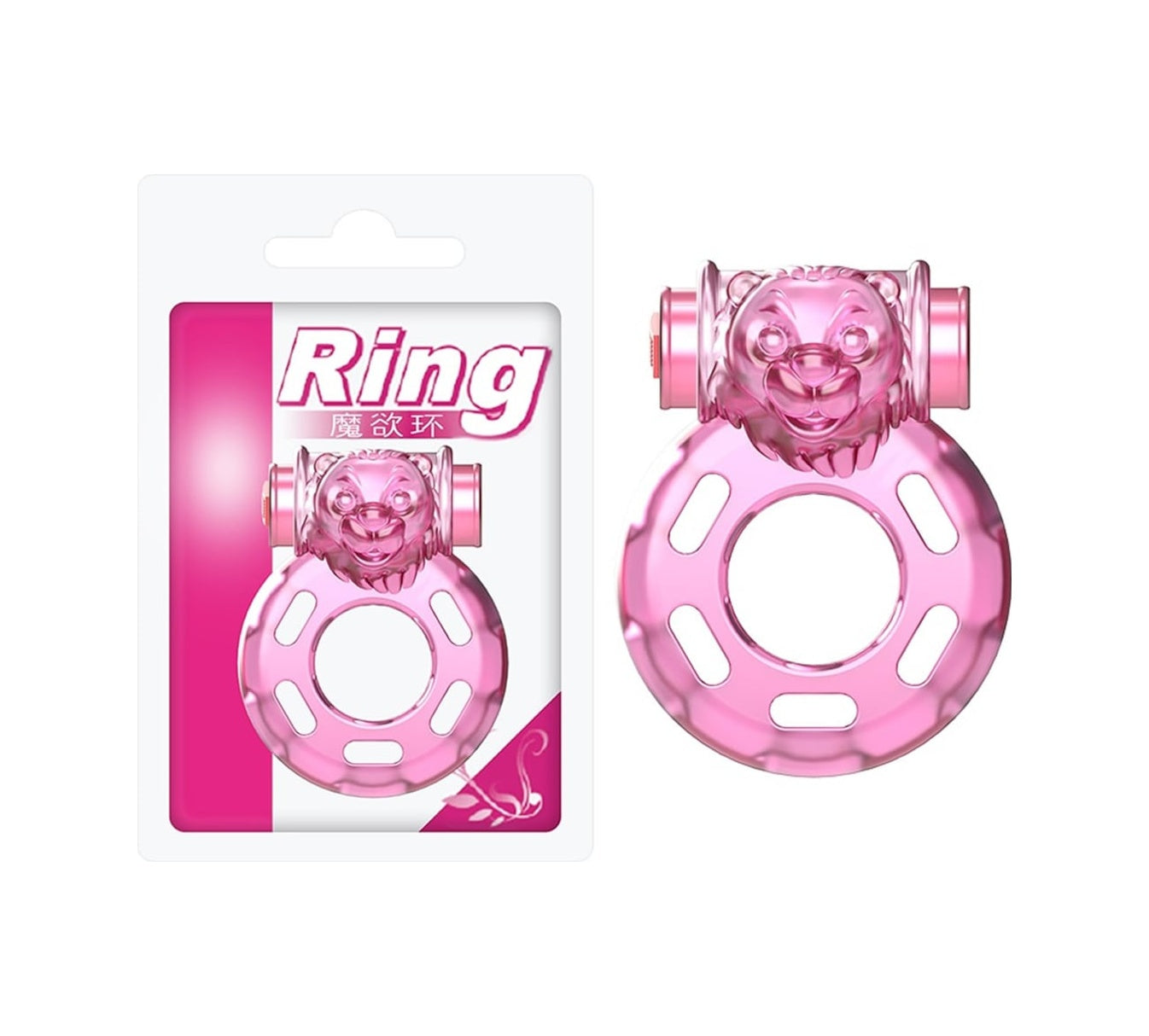 Bear Pink Güçlü Titreşimli Süper Silikon Penis Halkası Yüzüğü