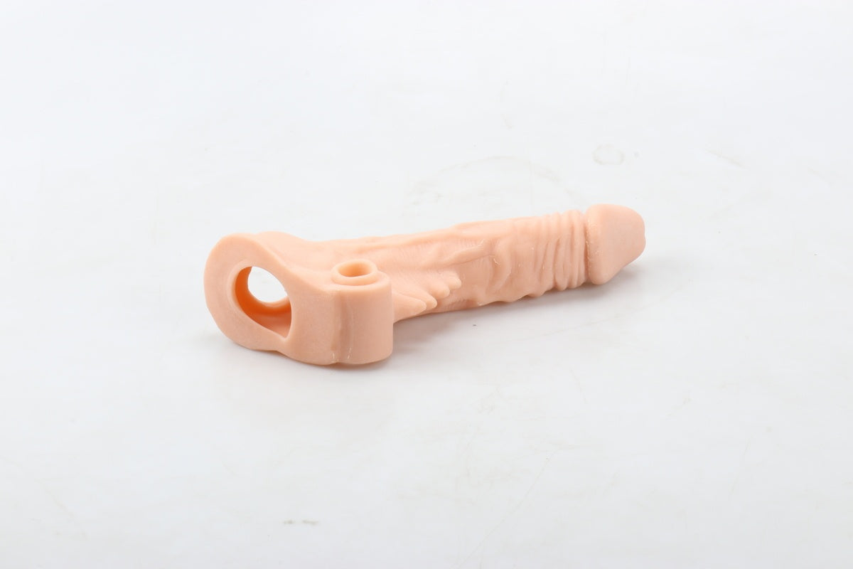 Titreşimli 17 CM Soft Yumuşak Dokulu Realistik Tırtıklı Penis Kılıfı